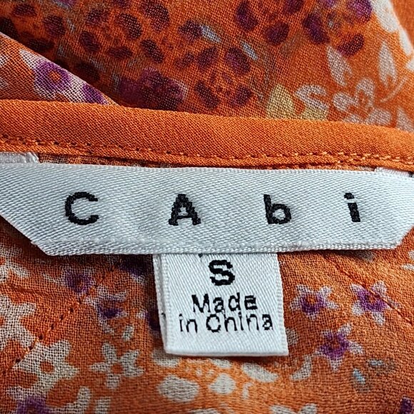 Cabi Orange Floral Print Cutout Shoulder Tank - Picture 7 of 8